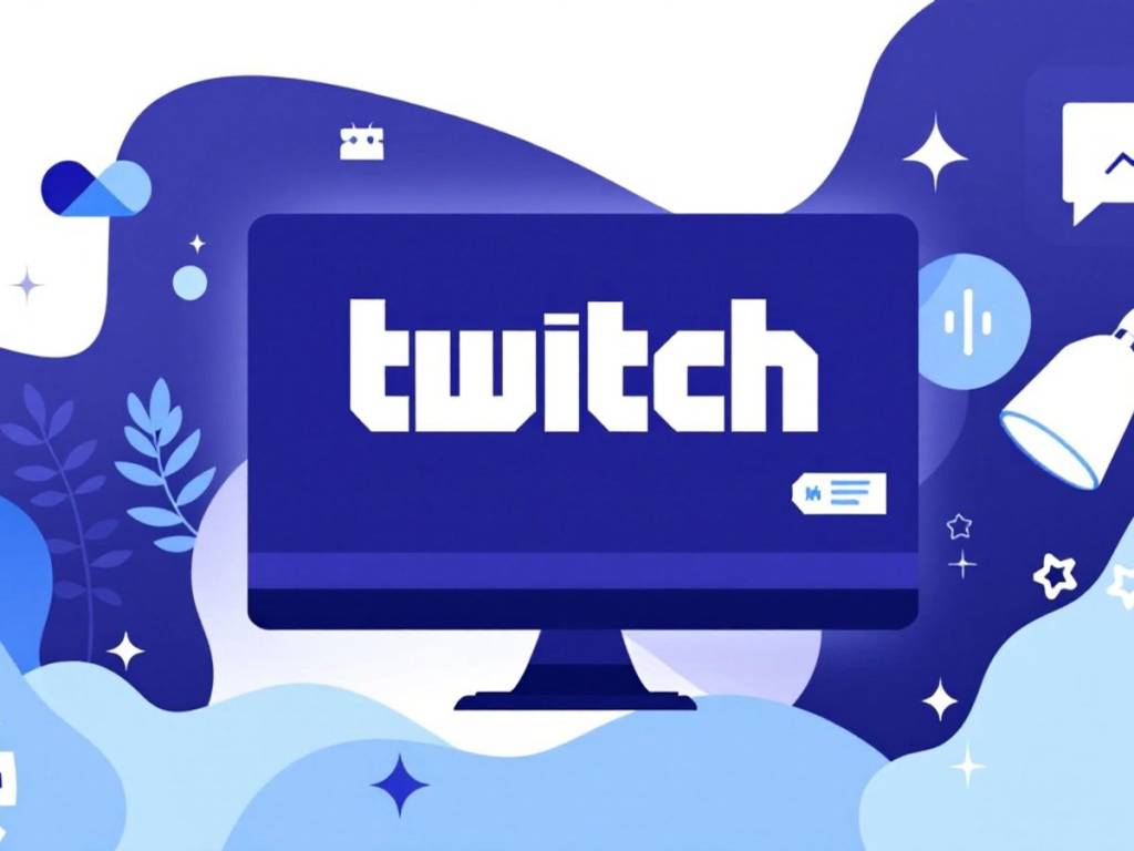 Minimalistic vector art of Twitch streaming elements.