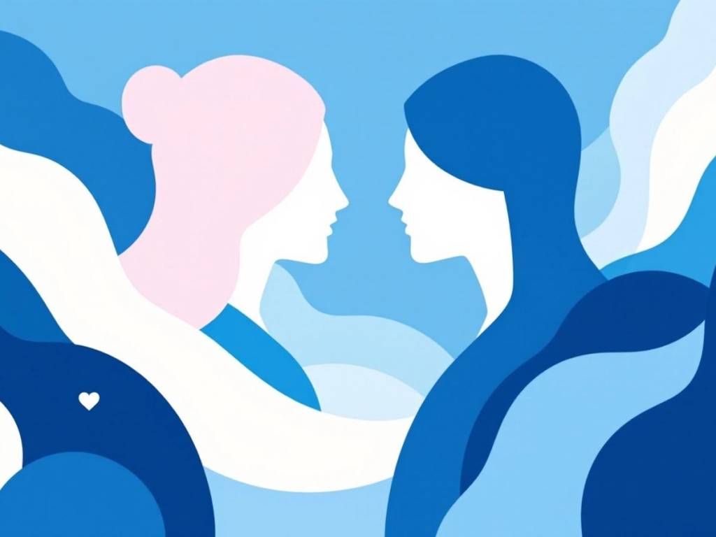 Minimalistic vector art of dating app concepts in blue.